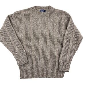Vintage Boat House Row Sweater Men Large Beige Wool Knit Grandpa USA 90s Heavy *